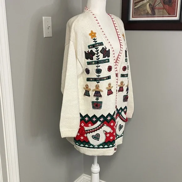 Beldoch Popper womens long cardigan vintage holiday christmas sweater size Large - Picture 5 of 7